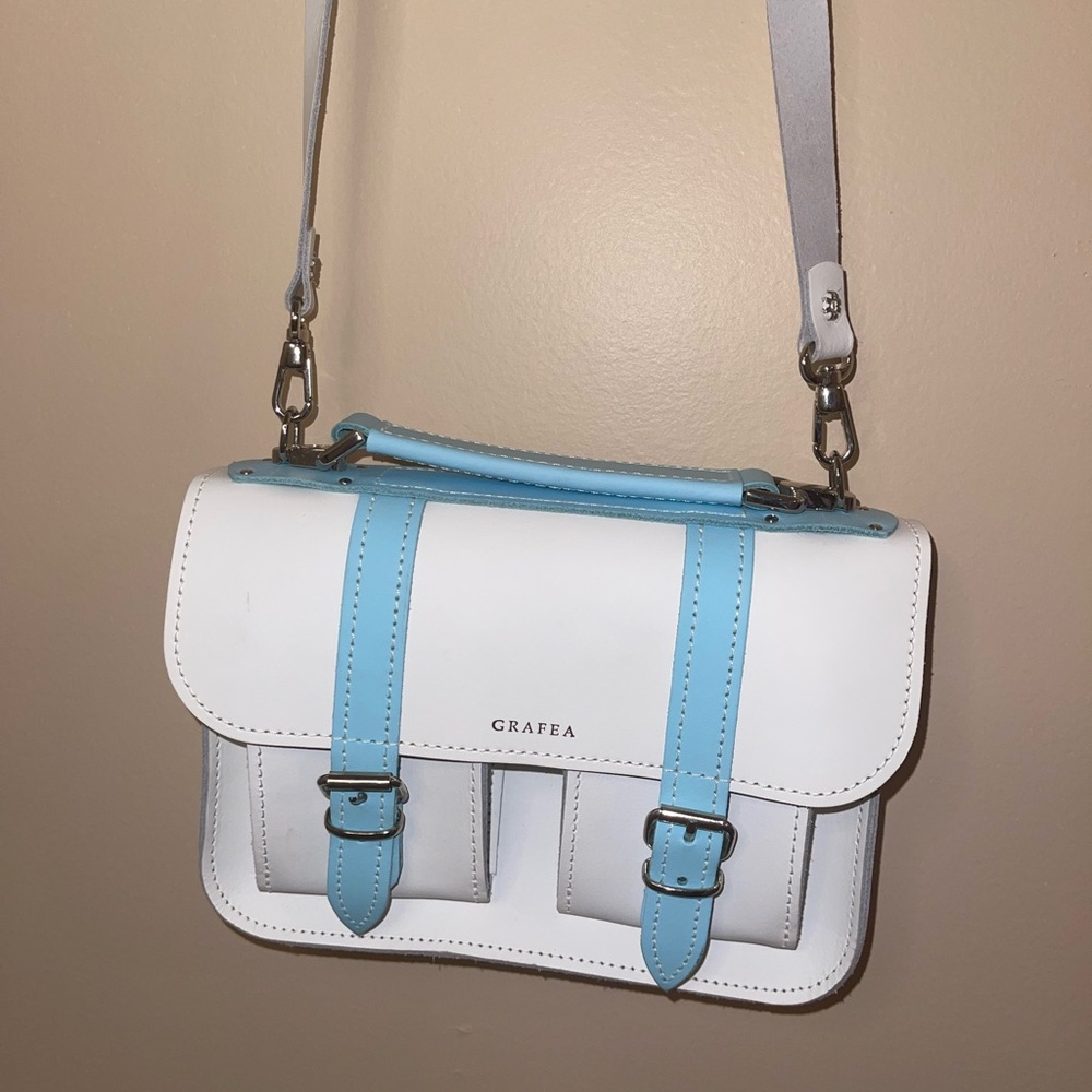 Grafea Micro Satchel White and Light Blue - Picture 2 of 8